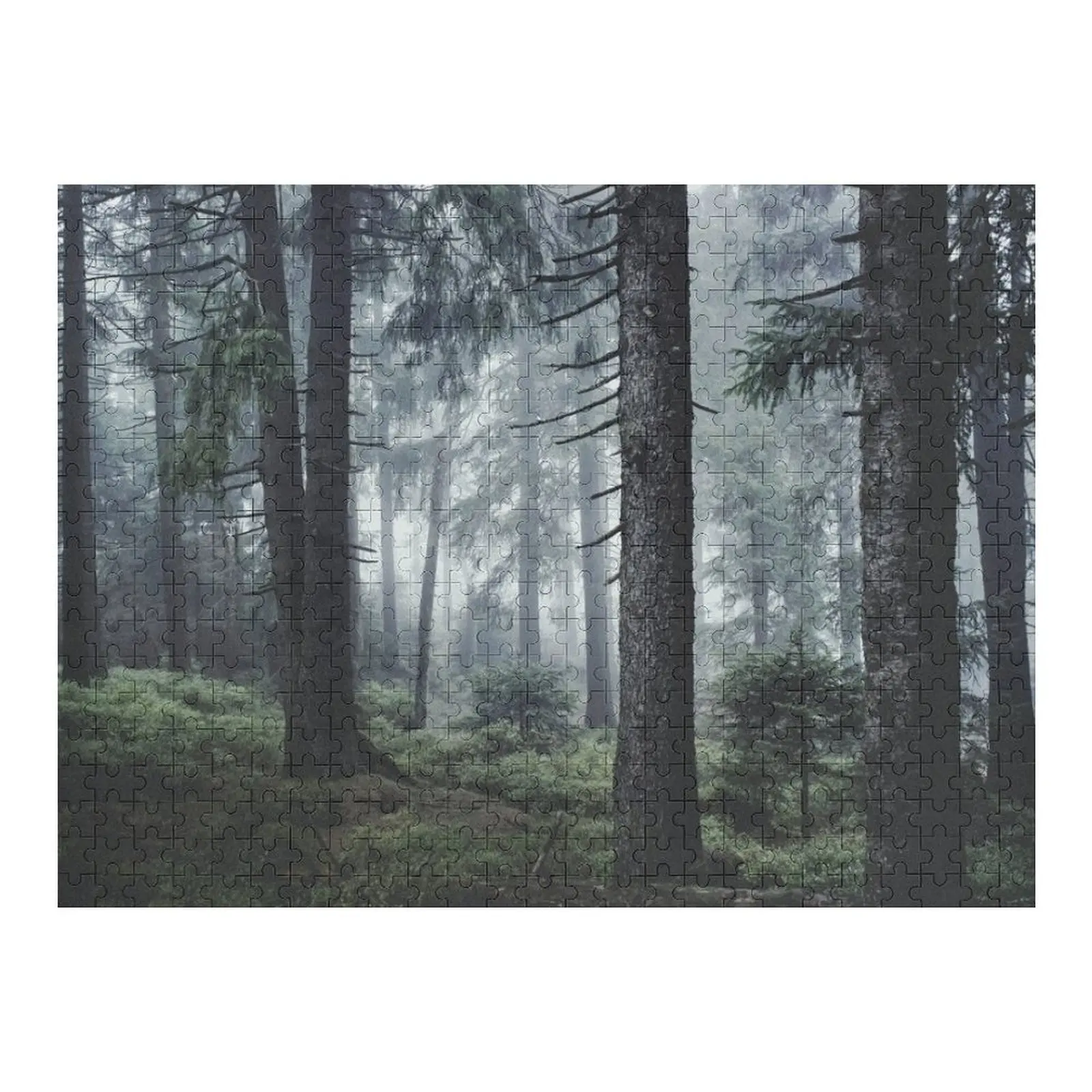 

Path Vibes // Wild Romantic Misty Retro Fall Wilderness Fairytale Forest With Cascadia Trees Covered In Magic Blue Jigsaw Puzzle