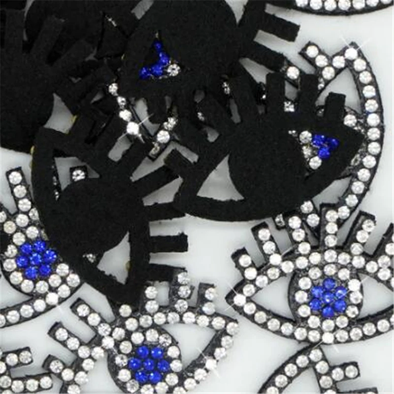 20pcs Eyes Rhinestone Patches Glue on Patch for Clothing DIY Hand Embroidery Applique T-shirt Jacket Deco