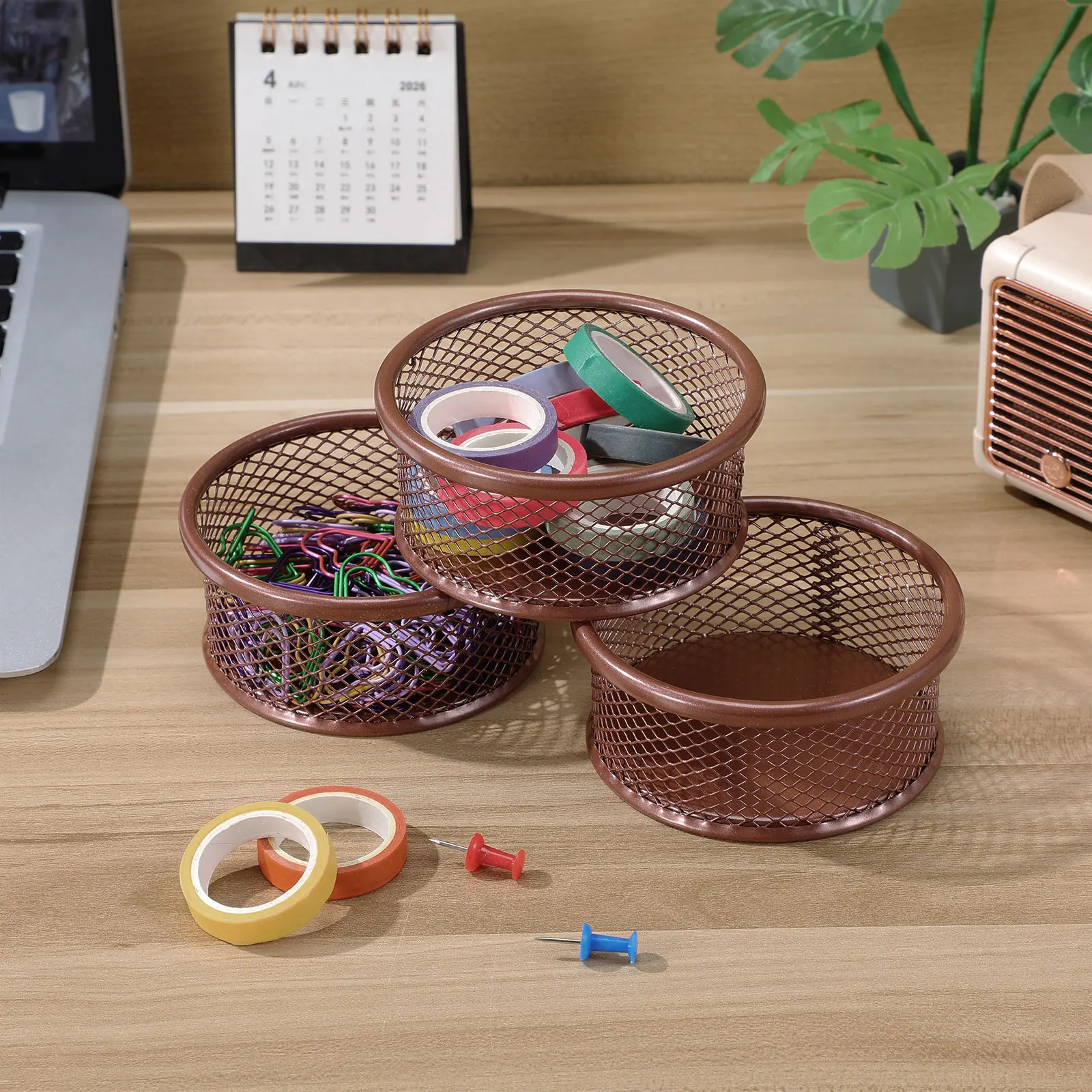 4pcs Metal Paper Clip Holder For Desk Mesh Storage Box Office Home Desktop Organizer Small Stationery Supplies