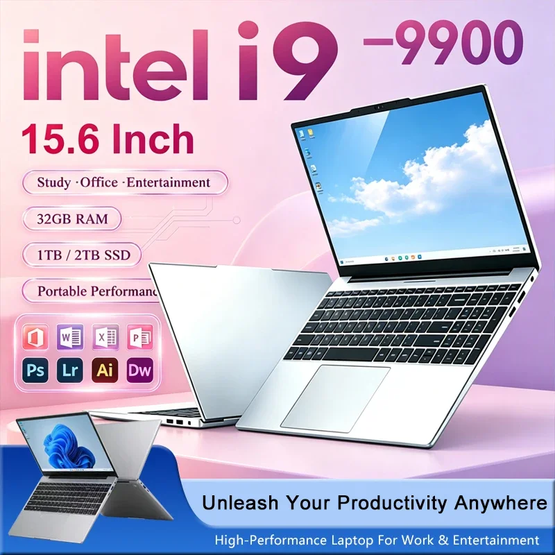 New 15.6' Laptop Intel Core i9-9900 32GB 2TB Gaming PC Ultra Slim Office Study Computer PC Windows 11 Pro 1920*1080
