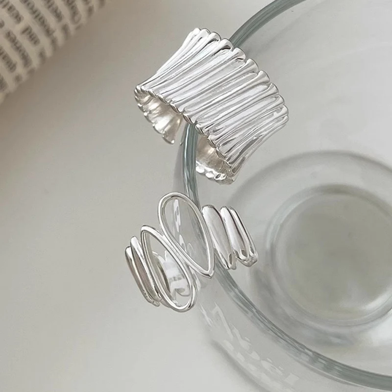 Foxanry Silver Color Water Drop Rings For Women Couples Personality Trendy Minimalist Heavy Industry Elegant Party Jewelry Gifts