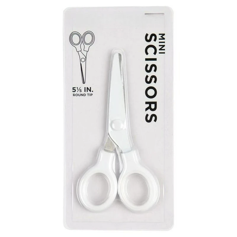 Multi-Purpose Mini Scissors, 5in, White, Soft Grip & Stainless Steel Precision Blades, 1/Pack
