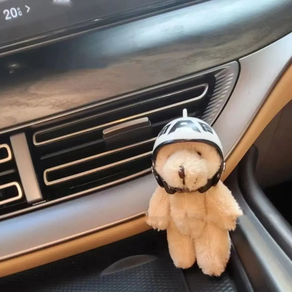 The Four Limbs Moves Helmeted Bear Keychains Korean Style Key Buckle Plush Key Chain Cartoon Design Car Key Ornaments Children