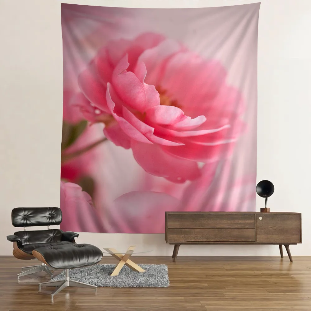 

Pink Peony Rose Flower Printed Large Wall Tapestry Wall Hanging Decoration Household Decor Blanket