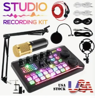 NXG Bluetooth Live Sound Card Audio Mixer with Multiple Sound Effects for Karaoke Streaming Recording Podcasting