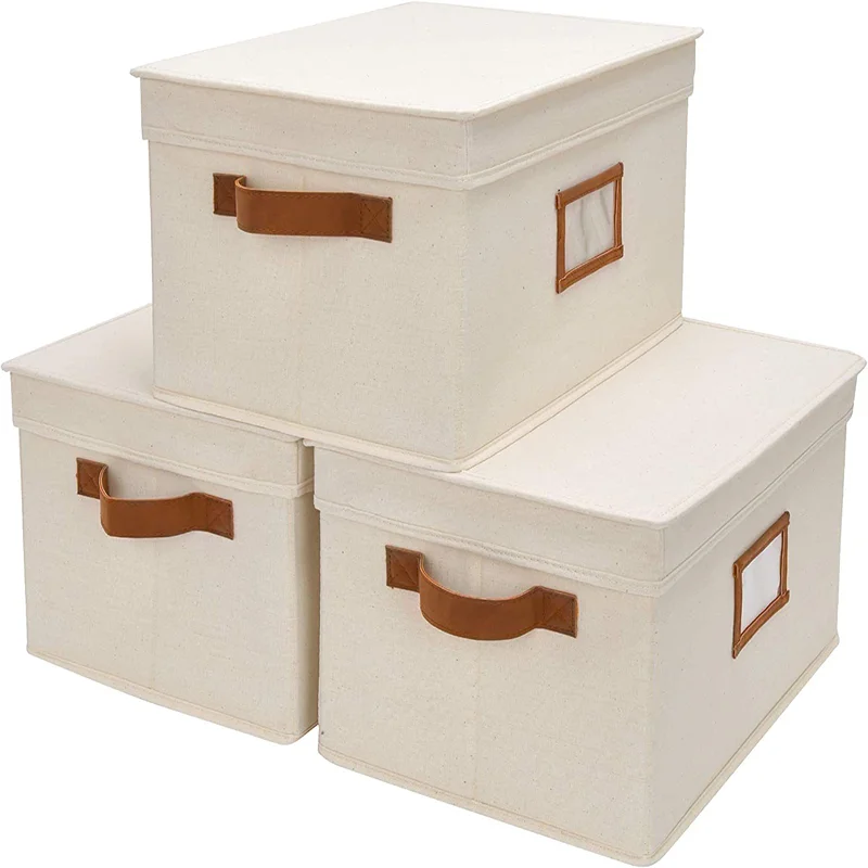 3PCS Large Clothes Storage Box Cross border E-commerce Canvas Storage Box Washable Foldable Sweater Storage Boxs