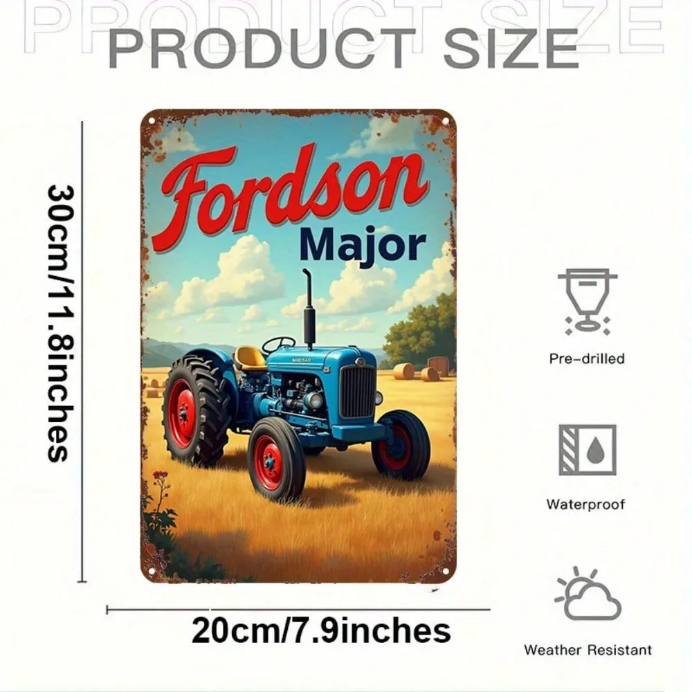 Vintage Art Deco Fordson Tractor Metal Sign- Elegant 2026 Ramadan & Valentines Decor