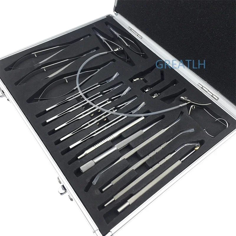 21pcs Basic Ophthalmology surgical Instruments equipment ophthalmic minor eye  cataract surgery Set with case