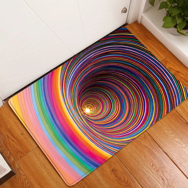 3D Visual Entrance Door Mat Innovation Vortex Dizziness Carpet Bathroom Kitchen Bedroom Anti Slip Rug Home Decoration