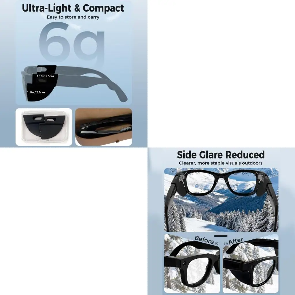 4XFC Soft Silicone Side For Skyler Glasses Block Sunlight And Reduce Glares Outdoor Activity Easy Installation