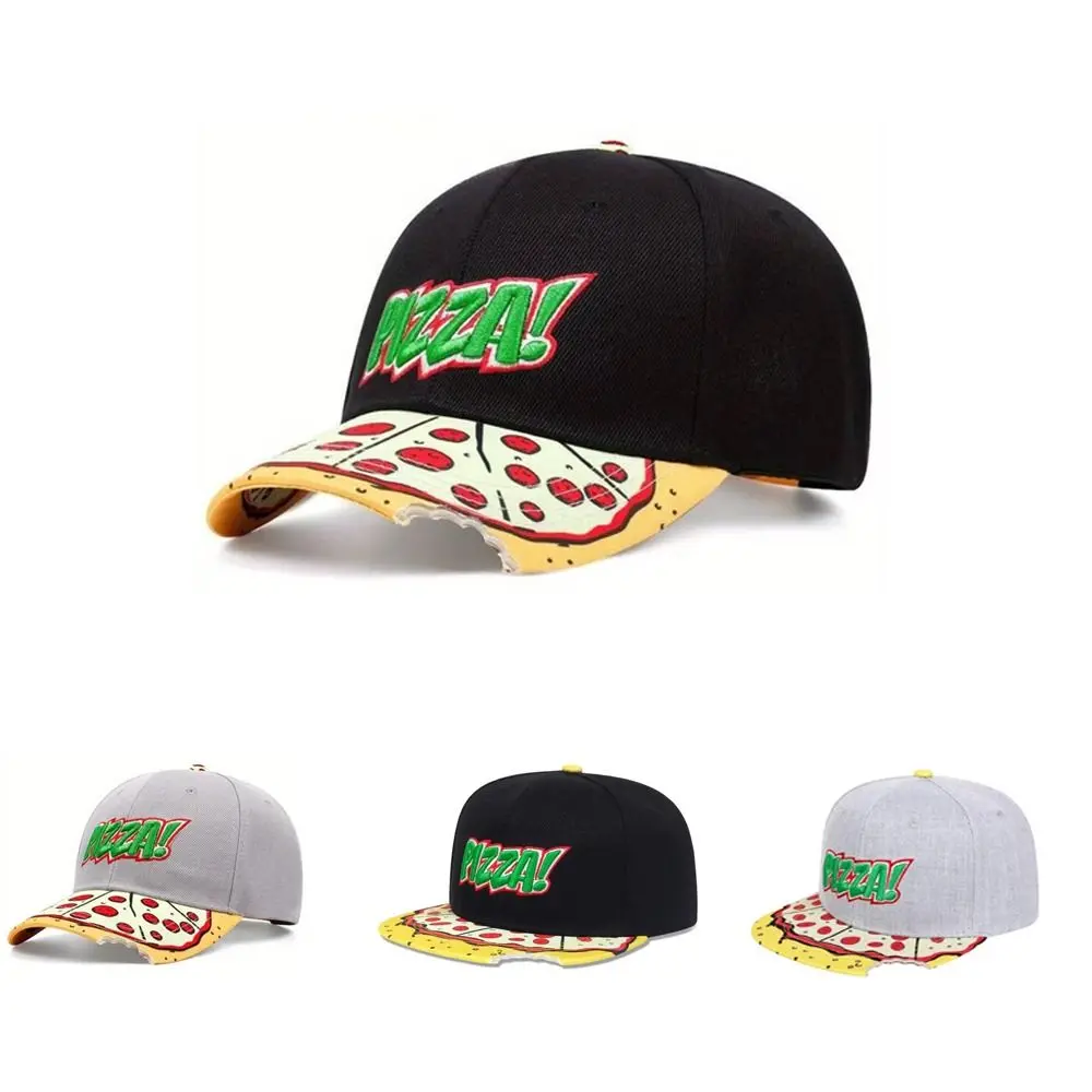 

High Quality Casual Hip Hop Hats Adjustable Breathable Baseball Cap PIZZA Embroidery Snapback Hats Unisex