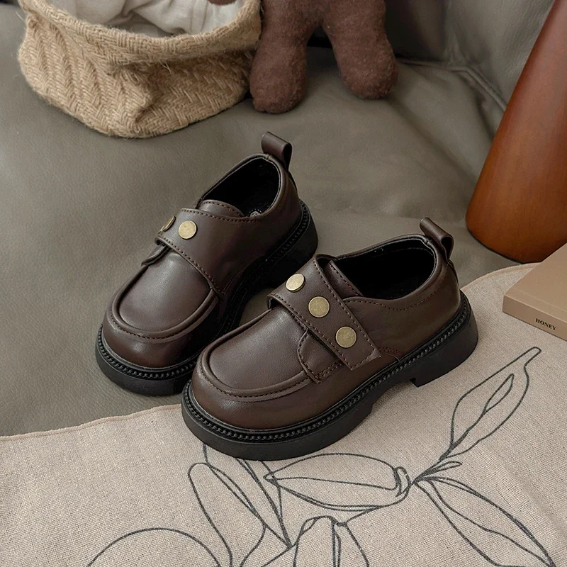 Spring Autumn Kids Retro Mary Jane Shoes Fashion Causal Girls School Uniform Loafers Thick Bottom Children Simple Leather Shoes