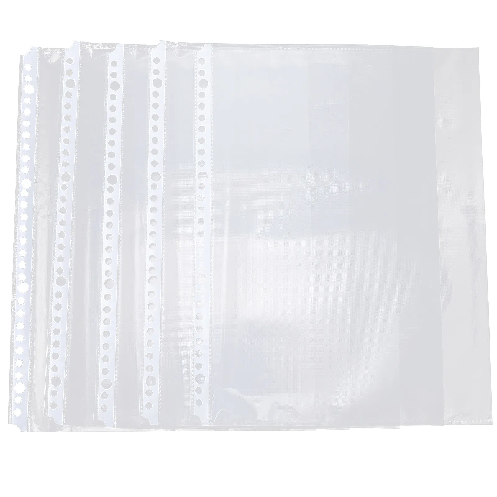 

100Pcs Transparent Inner Page Bag 30 Holes Binder Pockets for A4 Files Clear Loose Leaf Document Filing Bags for Office Home
