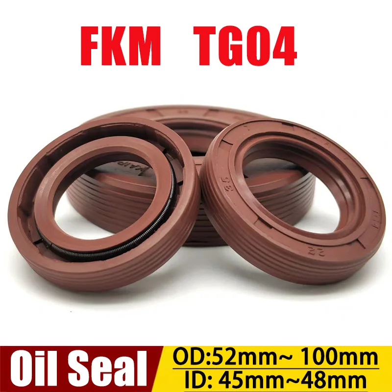 FKM Fluororubber TG4 Framework Oil Seal Shaft Ring ID 45mm 47mm 48mm Thickness 7mm-12mm OD 52mm-100mm for Automotive Pump Motor