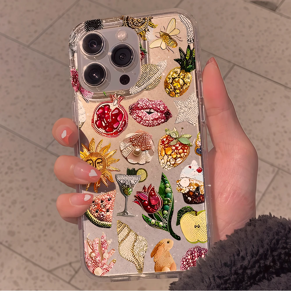 Luxury Fashion Collage Clear Glitter Phone Case For iPhone 17 15 13 16 12 11 14 Pro Max  XR X 17 Air 16e Cases Shockproof Cover view 6