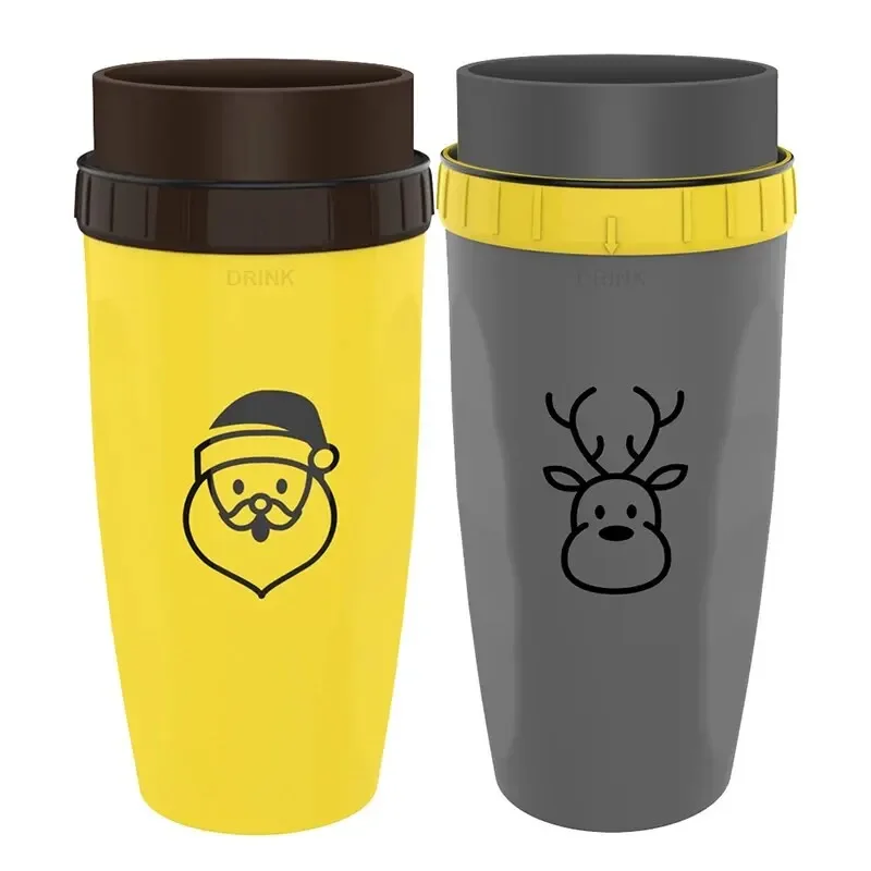 Portable Lid Twist Coffee Straw Cup Creative Plastic Thermos Cup Double Layer Cold Drink Coffee Juice Tea Cup