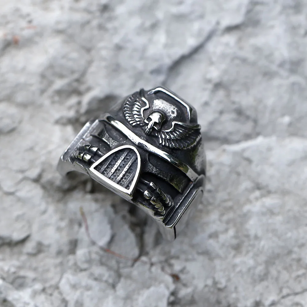 Anillos de acero inoxidable 316L para hombre, anillos de calavera de Calvario para adolescentes, joyería gótica punk para motocicleta, regalo,