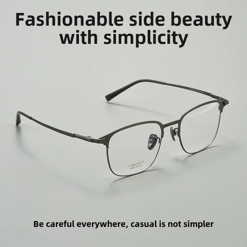

26008Business Ultra Light Pure Titanium Glasses Frame Male Eyebrow Half Frame Retro Glasses Frame Myopia Prescription Glasses