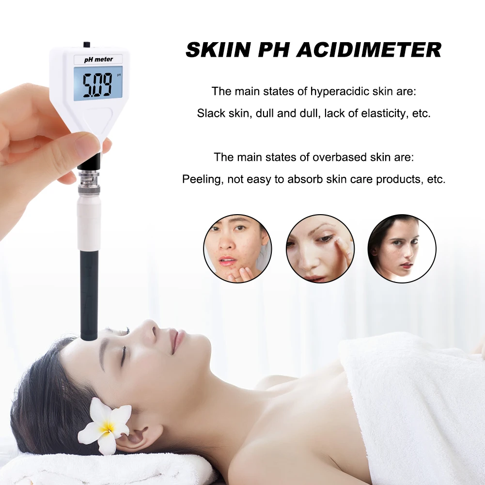 PH-98218 Skin PH Meter Acidimeter Tester Replaceable Probe LCD Display Digital Acidity Meter Portable Multipurpose Meter Soil