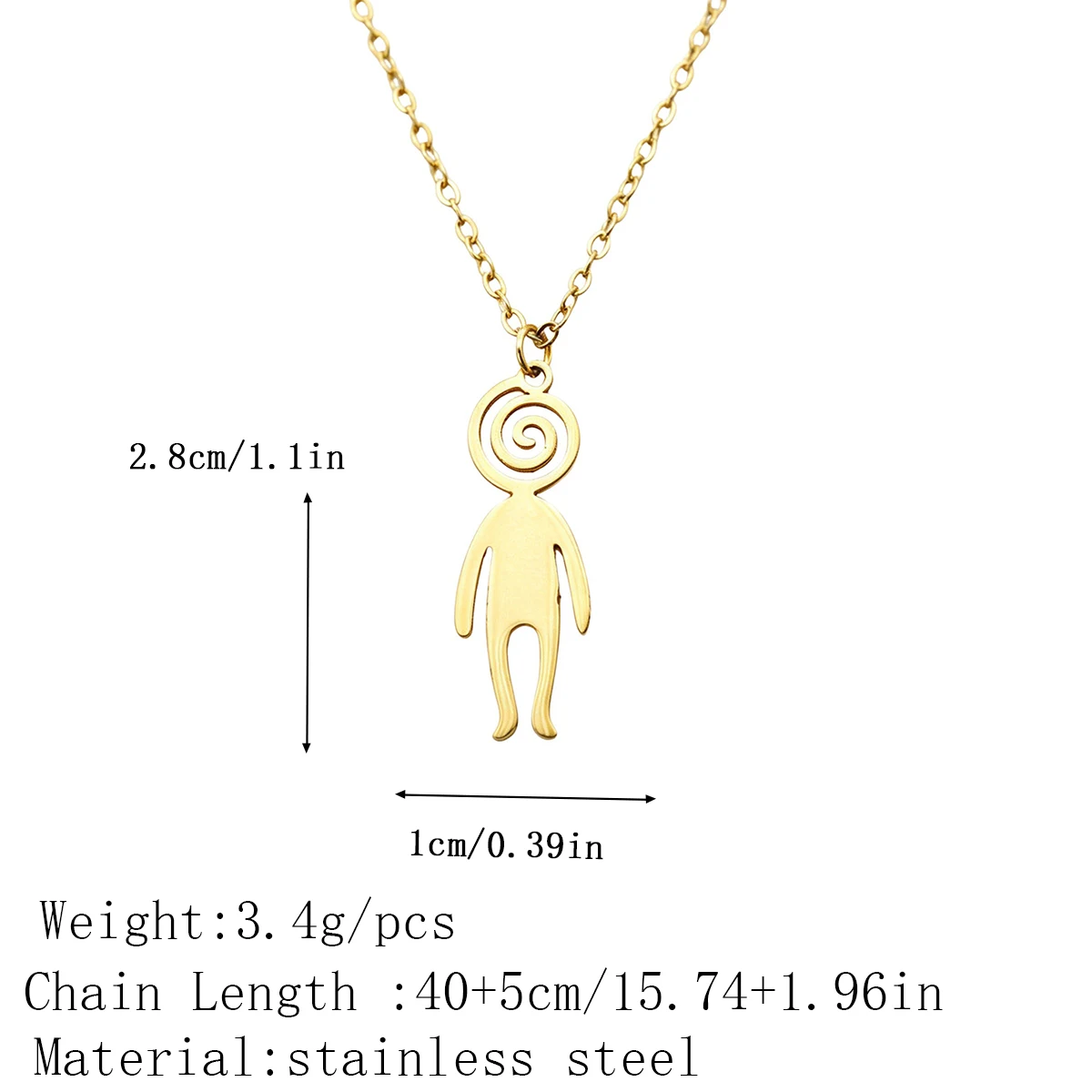 Kinitial Hip Hop Spiral Head Abstract Figure Pendant Necklace For Women Stainless Steel Long Neck Chain Fashion Jewelry New