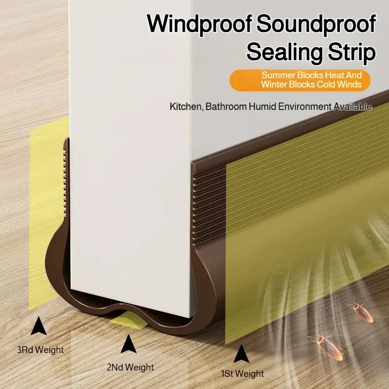 Curved Door Bottom Sealing Strip Door Seam Soundproof Strip Mute Windproof Sticker Door Bottom Seal