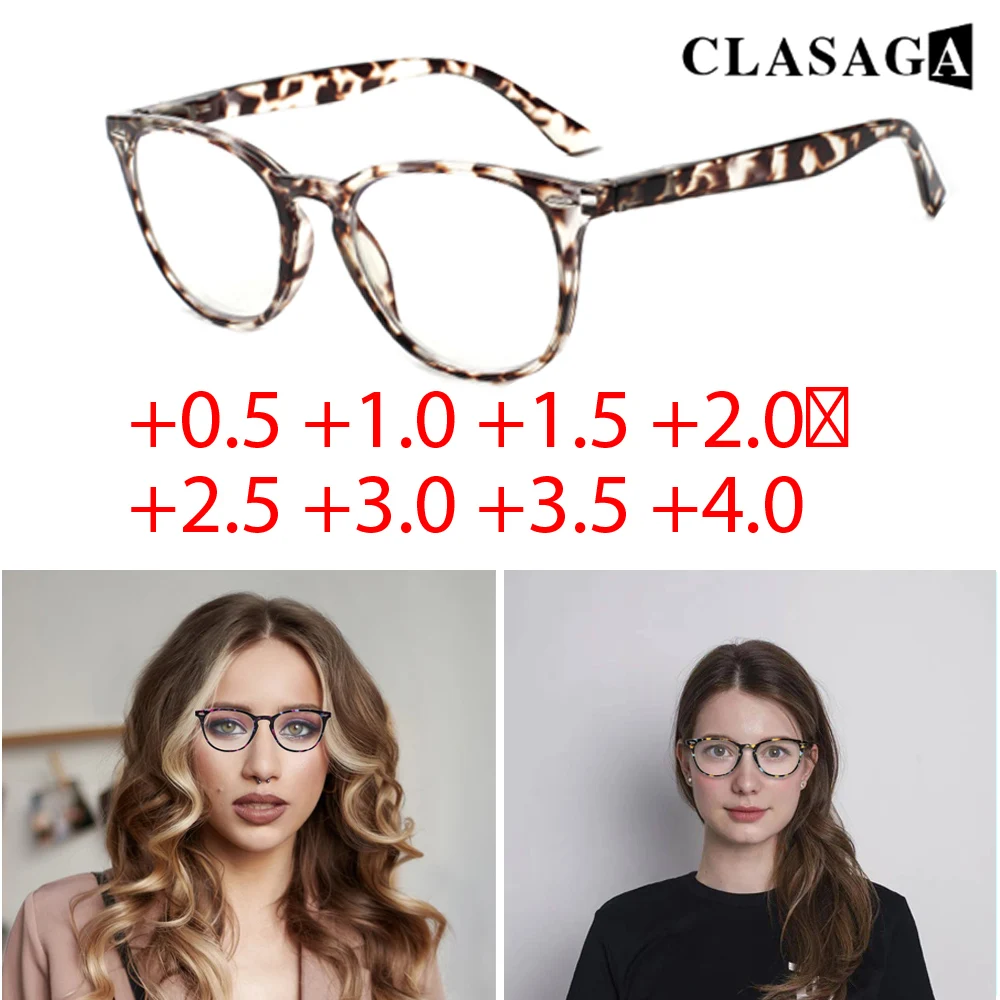 

CLASAGA Fashion Reading Glasses HD Lenses Round Frame Lightweight Portable High Quality Spring Hinge Presbyopia Glasses