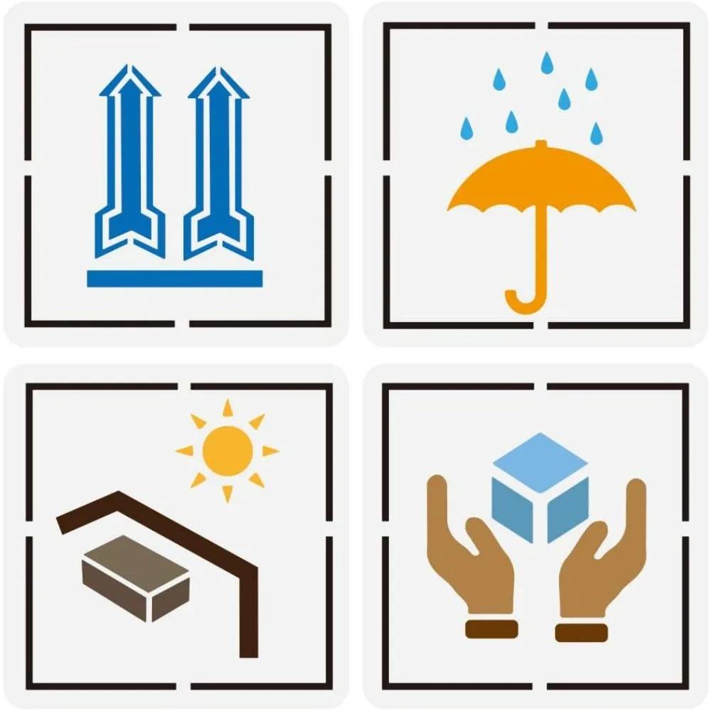 4 PCS Keep Dry Fragile Sign Stencil 5.9x5.9