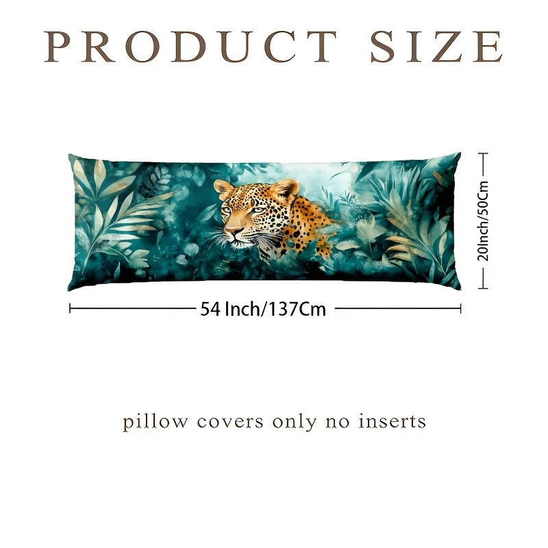 1pc Short Plush Pillowcase, Leopard Print Seamless Repeating Decorative Long Lumbar Pillow Cover, 50.8X137.16 cm with Zipper, Cu