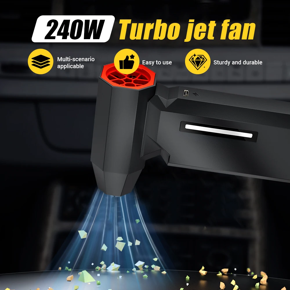 مروحة توربو نفاثة قابلة للتعديل 5 سرعات، 4 فوهات للرياح، منفاخ هواء قوي، منفاخ هواء كهربائي لاسلكي بدون فرش، منفاخ شواء توربو جيت #4