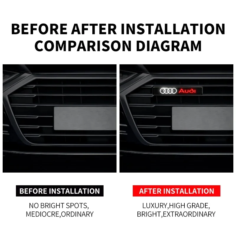 Car Front Grille Sticker Badge Car Head Grill Emblem LED Light Emblem For Audi Sline A4 B6 B8 S2 S3 S4 S5 S6 A1 A3 A6 C5 A5 A8 view 3