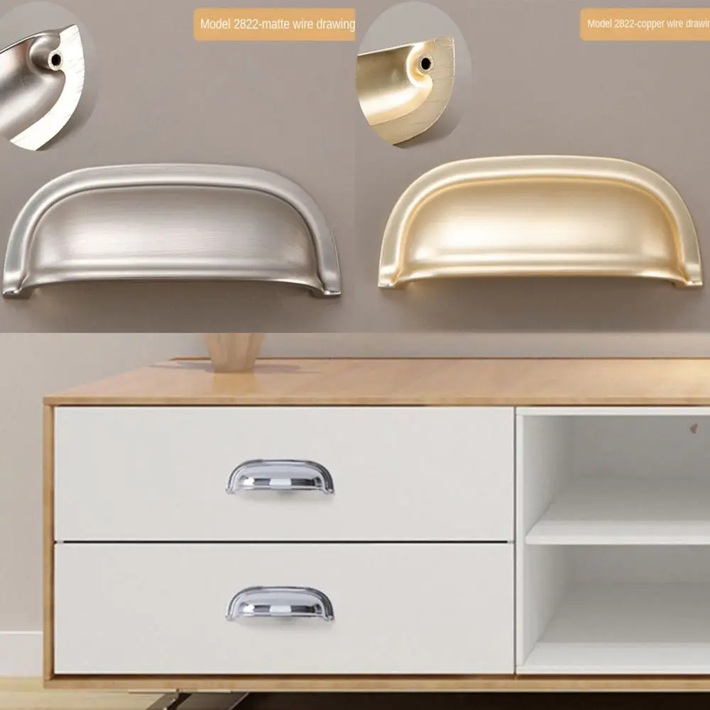 

Light Luxury Zinc Alloy Shell Pull Handles Single hole Semicircle Cabinet Door Pulls American Style Brass Dresser Knobs Kitchen