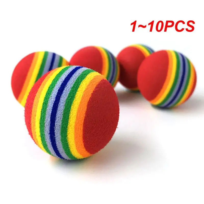 1 ~ 10 pz 42mm arcobaleno Pet Ball Pet Toy Baby Dog Cat Toys palline da gioco colorate per animali domestici gattino cucciolo giocattoli divertenti palle EVA animali domestici