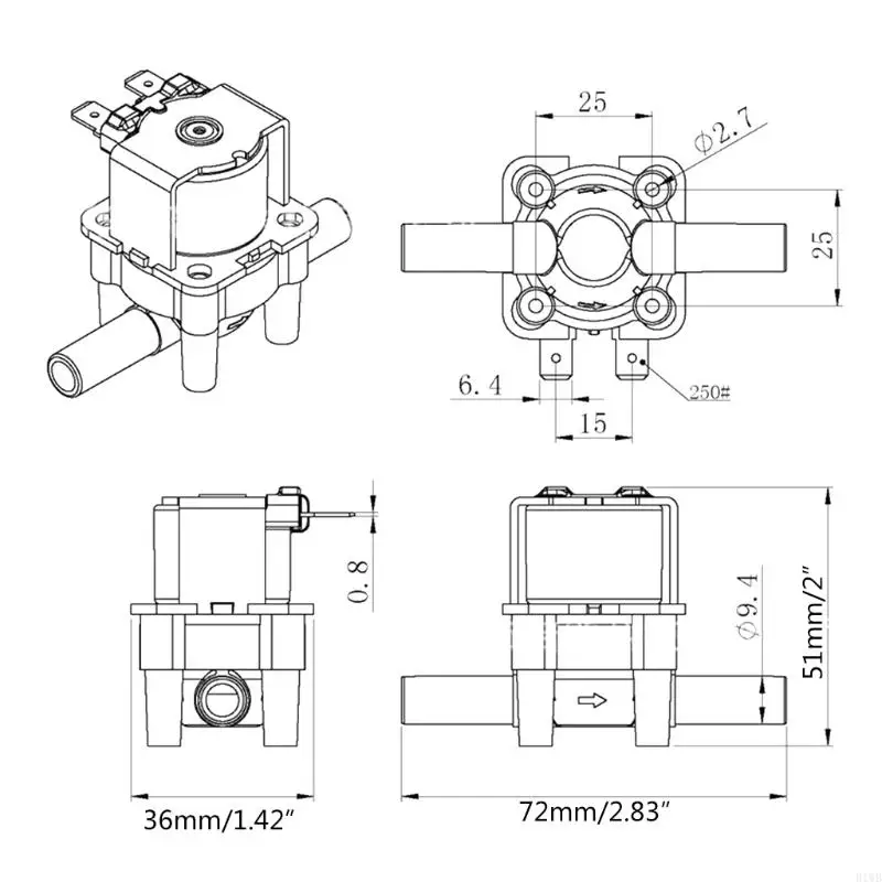 R1WB 3/8 "الملف اللولبي البلاستيكي الكهربائي للصمام 12 فولت 24V 220V ماء مدخل طبيعي من أجل صمام RO مياه التناضح العكسي