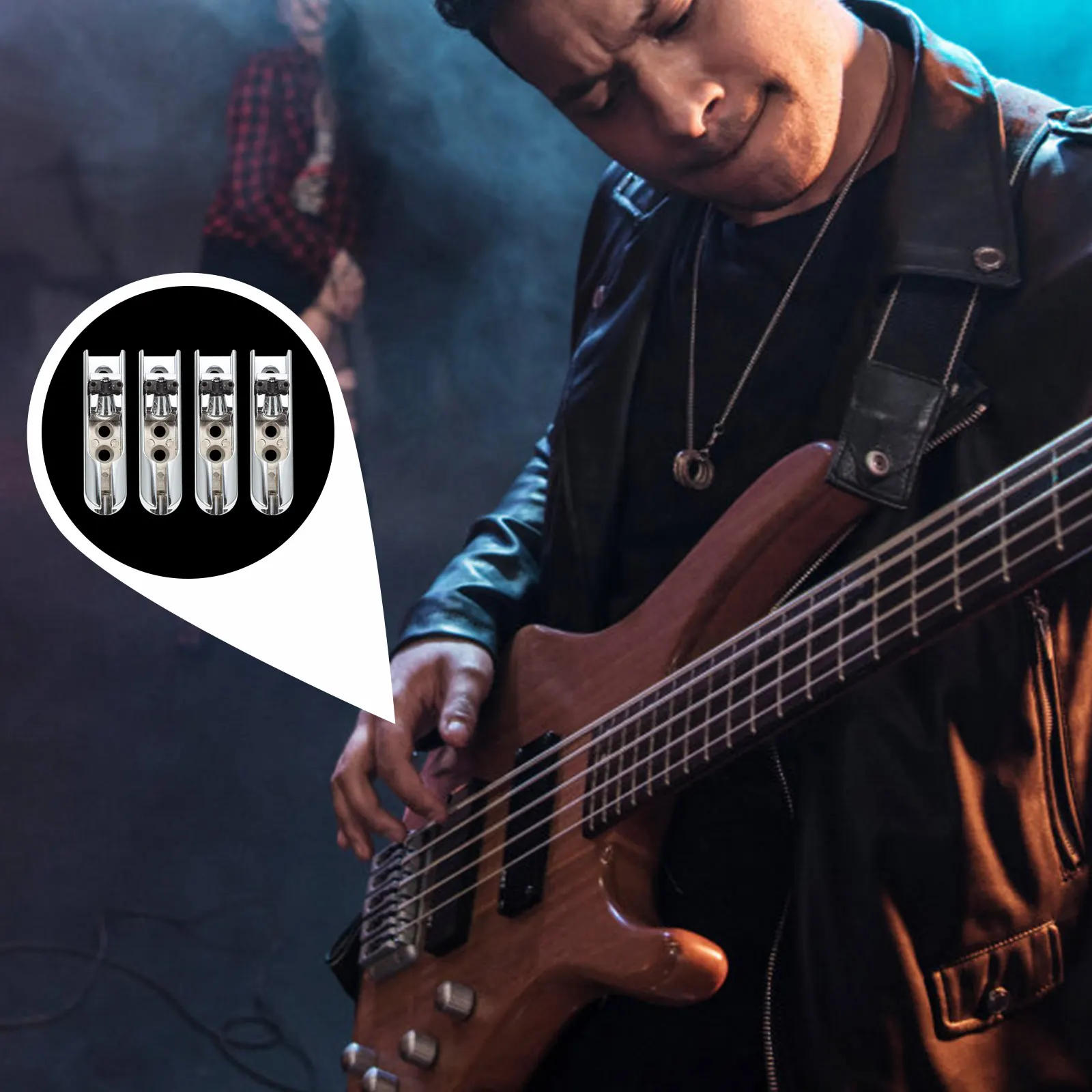 4 juegos de puente de sillín de bajo de guitarra eléctrica, piezas de repuesto de puente de guitarra de Metal duradero para mejorar la calidad del sonido