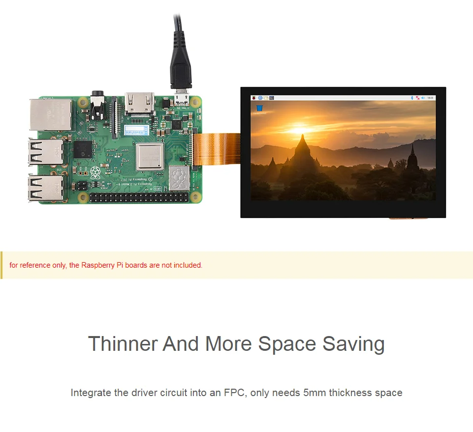 43インチdsiディスプレイ、800×480、ips-qledパネル、薄型軽量設計、タッチ機能オプション