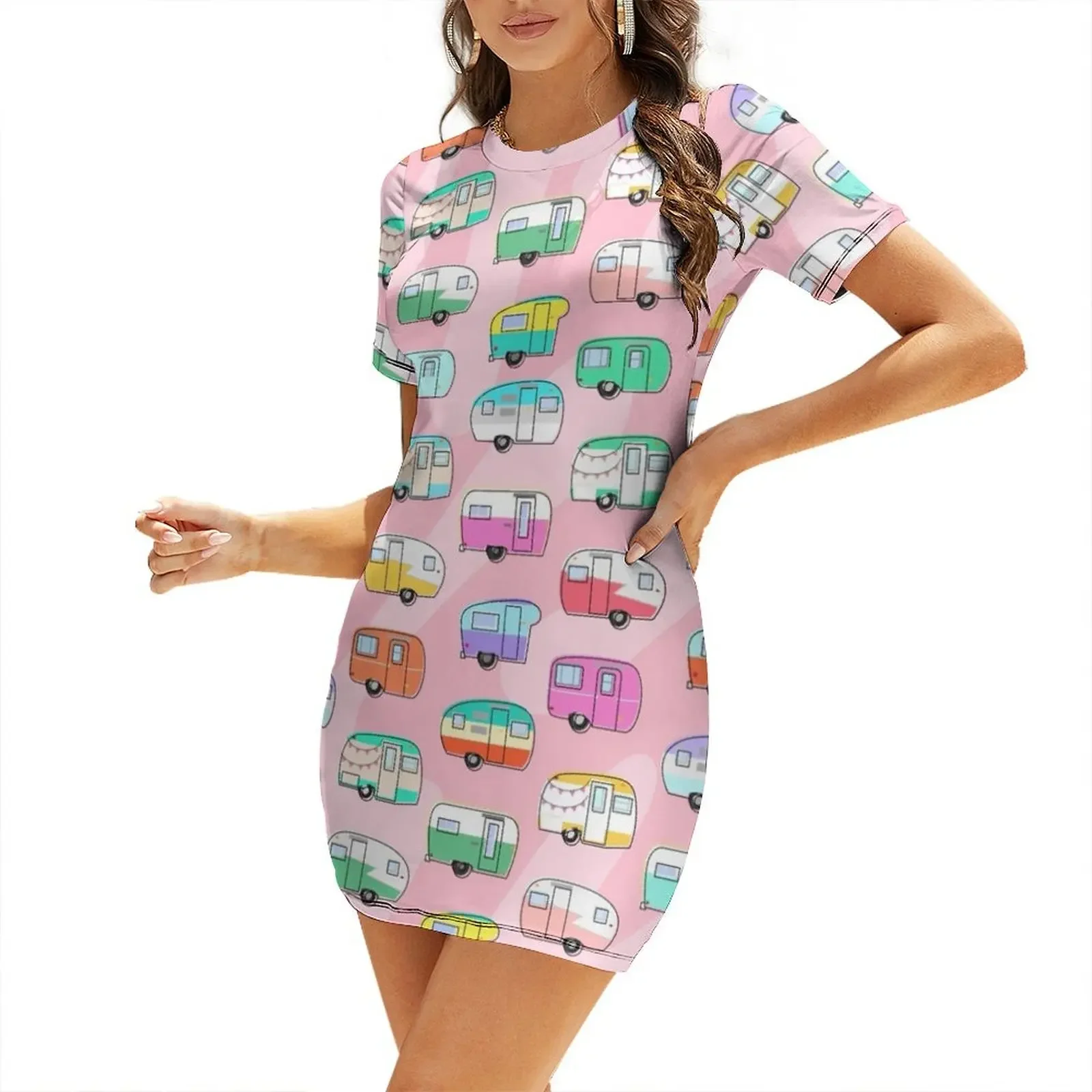 

Happy Glamper Short-Sleeved Dress dresses with long sleeves Women's long dress Female clothing evening dress women