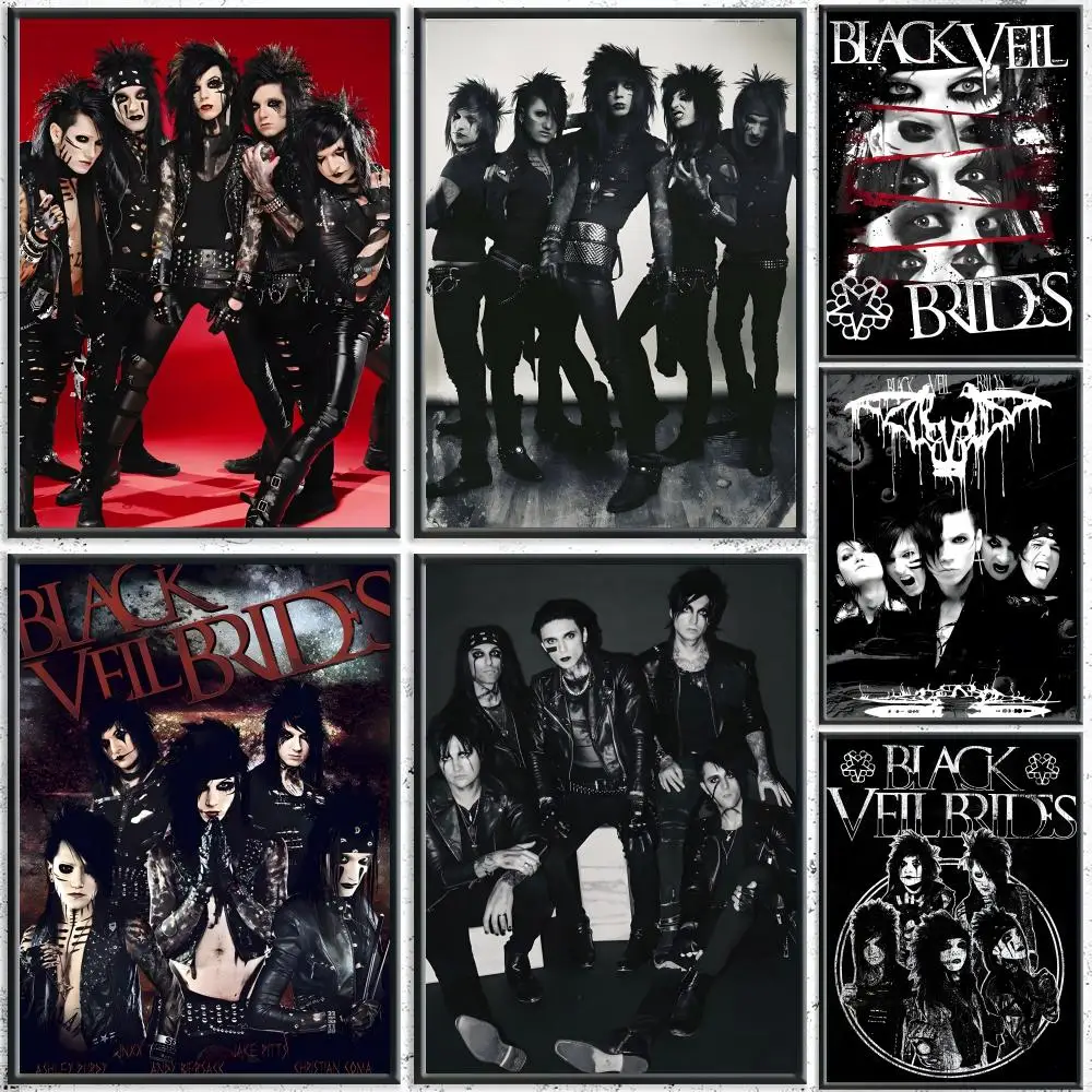 Black V-Veil B-Brides Band Painting Calligraphy HD Canvas Poster Crease Free Waterproof All Space Wall Decor