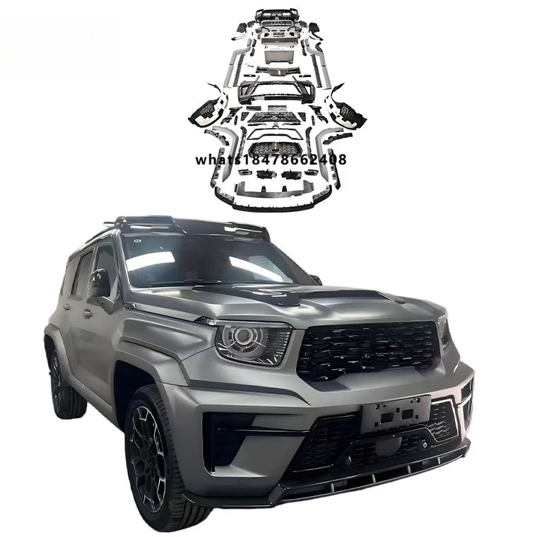 Full PP Dry Carbon Fiber 1:1 Scale Body Kit for 700 Modified Front/Rear Bumper, Screw Fixed, Black Primer