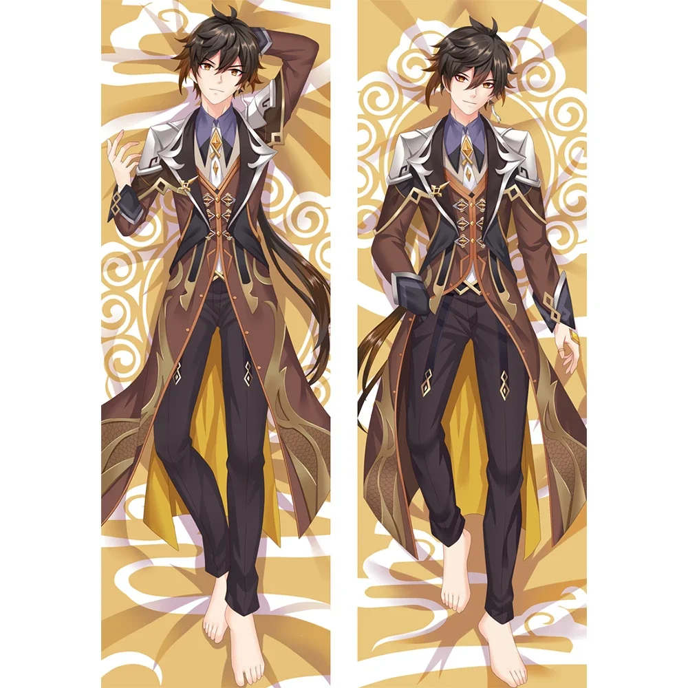 Genshin Impact Zhongli Body Dakimakura Pillow Cover Game Character Bedding Pillowcase Otaku Double-Sided Printed Cushion Covers