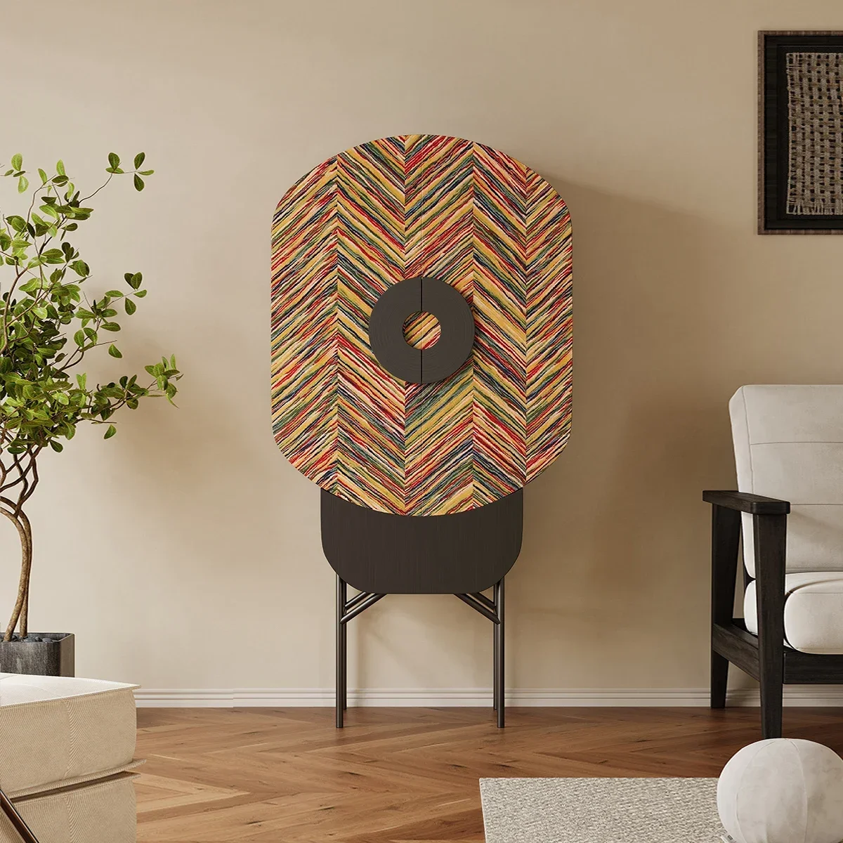 

Living Room Against Wall Tall Chest of Drawers Art Display Cabinet Designer Model Entryway Cabinet