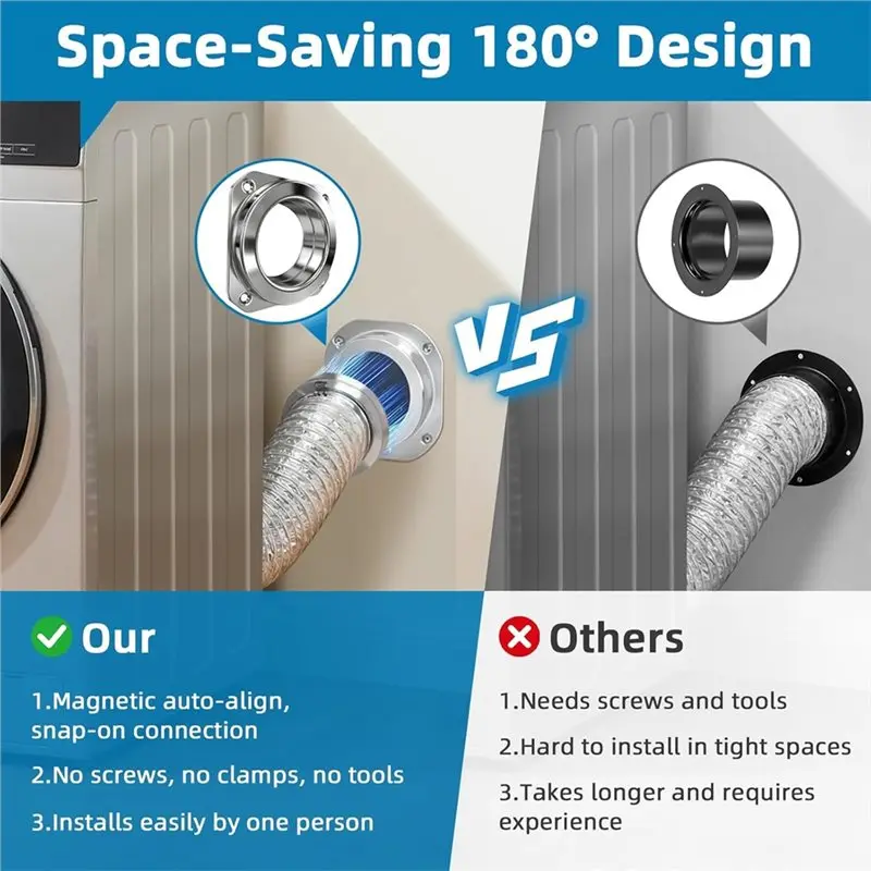 

Многофункциональный магнитный соединительный комплект для быстрого подключения и отсоединения воздуховодов сушилки, с сильным магнитом и самоклеящейся основой DV180 Alignm