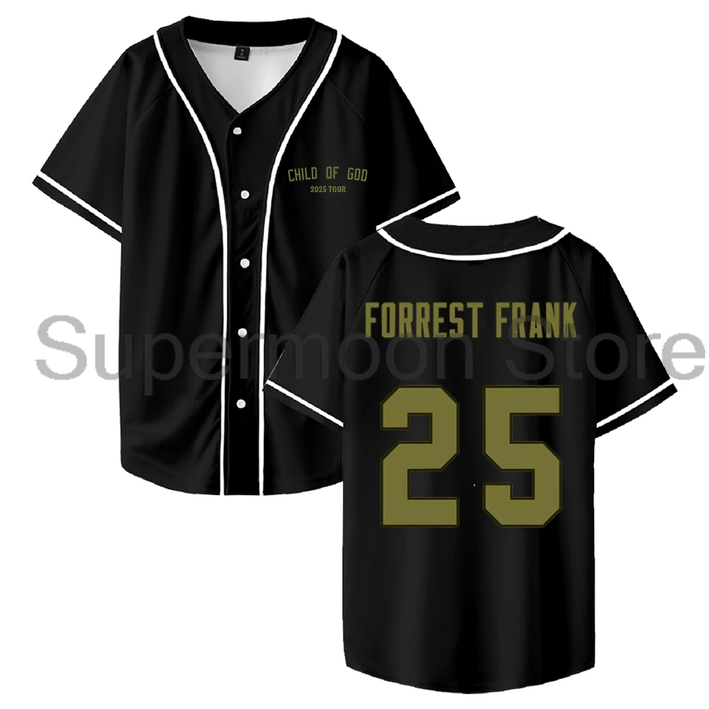 Forrest Frank 25 Logo Baseball Jersey Child Of God 2025 Tour Short Sleeve Button-up Shirts Women Men Streetwear Tops