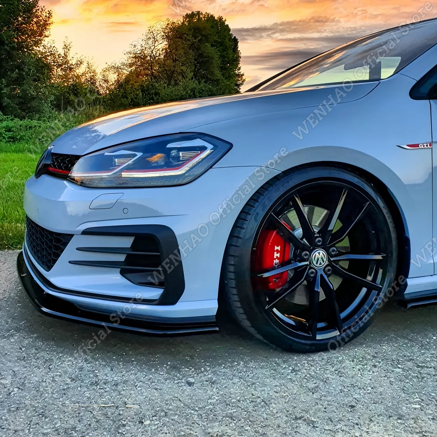 3-teiliger Frontspoiler für VW Golf MK7 GTI GTD R R-Line 2013-2020 Tuning Glanzschwarz Stoßstangenschutz Zierleisten Bodykits – Detail 3