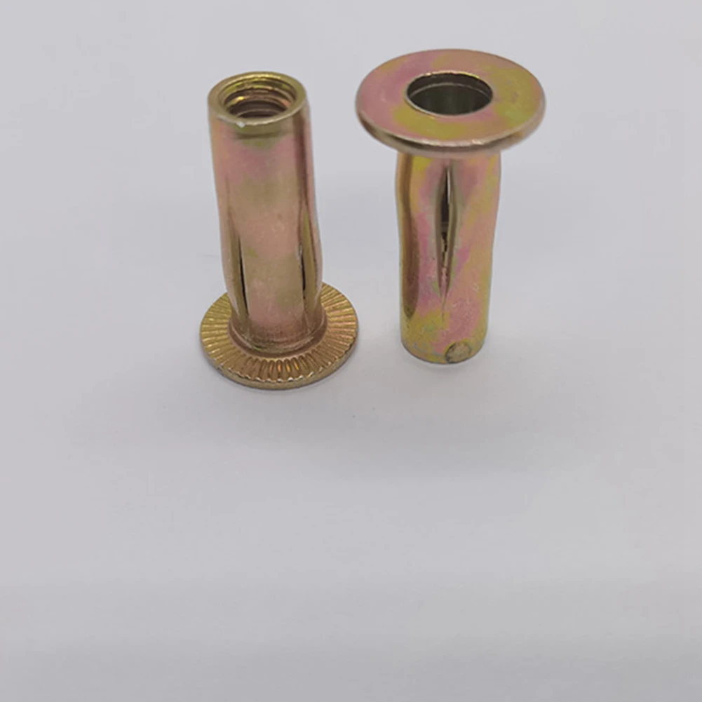 Multi-Grip Rivet-Nut, M8 Pre-Bulbed Shank Carbon Steel Color-Zinc-Plated Flat Head Threaded Insert Nut 25Pcs