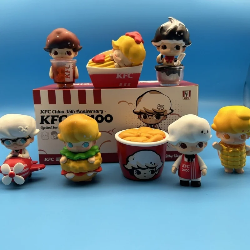 2025 New POP MART DIMOO KFC Joint SeriesAnime Action Figure Guess Bag Ornament Figurines Home Decor Desktop Dolls Model Girls Gi