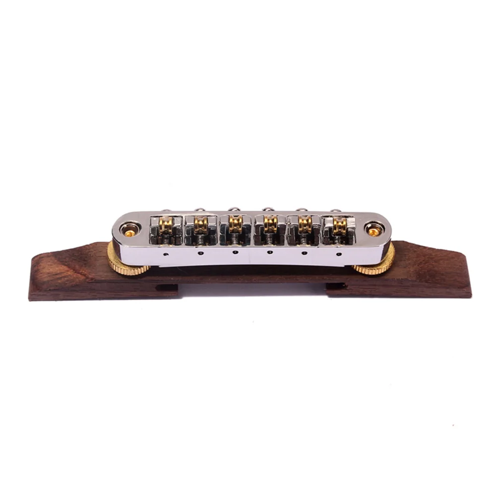 Goldene Rollensättel aus Palisander, verstellbare LED-Ringe, Gitarrenteile, Archtop-Brücken-Schlüsselanhänger