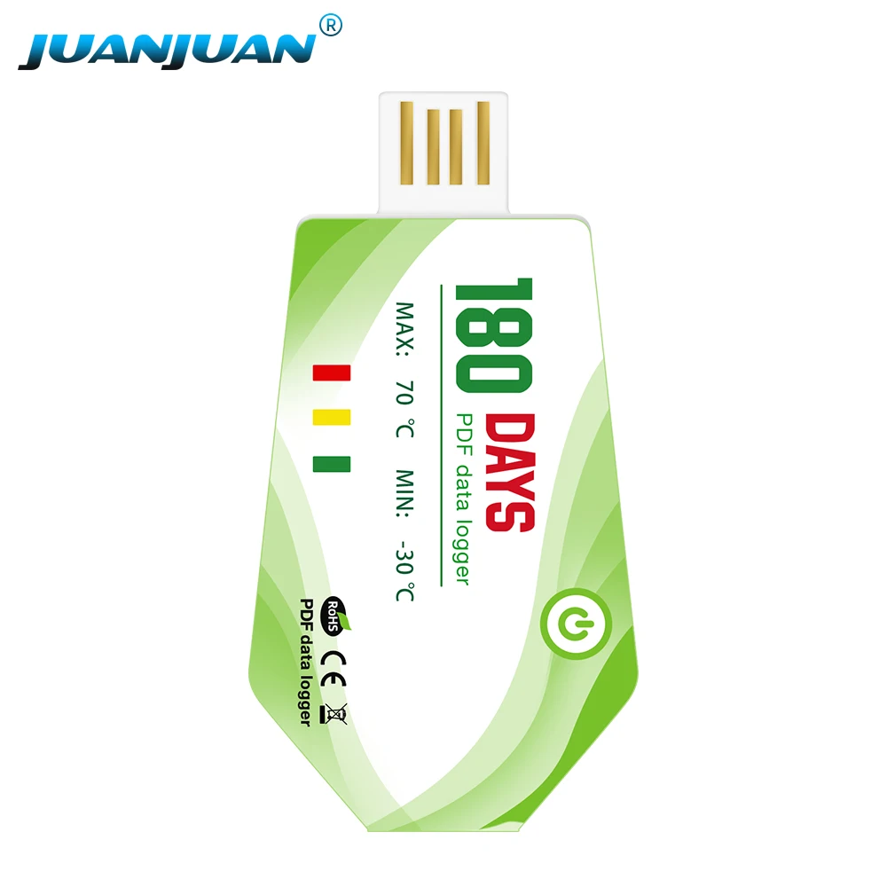 USB Temperature Recorder -30~70°C 180 Days Monitoring 60000 Data Records Disposable PDF Temperature Data Logger