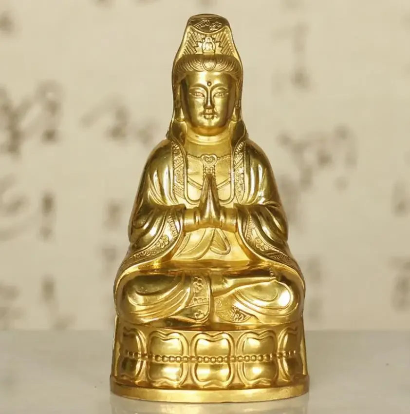Copper Guanyin ornament, small Guanyin Buddha statue, copper statue of Guanyin Bodhisattva