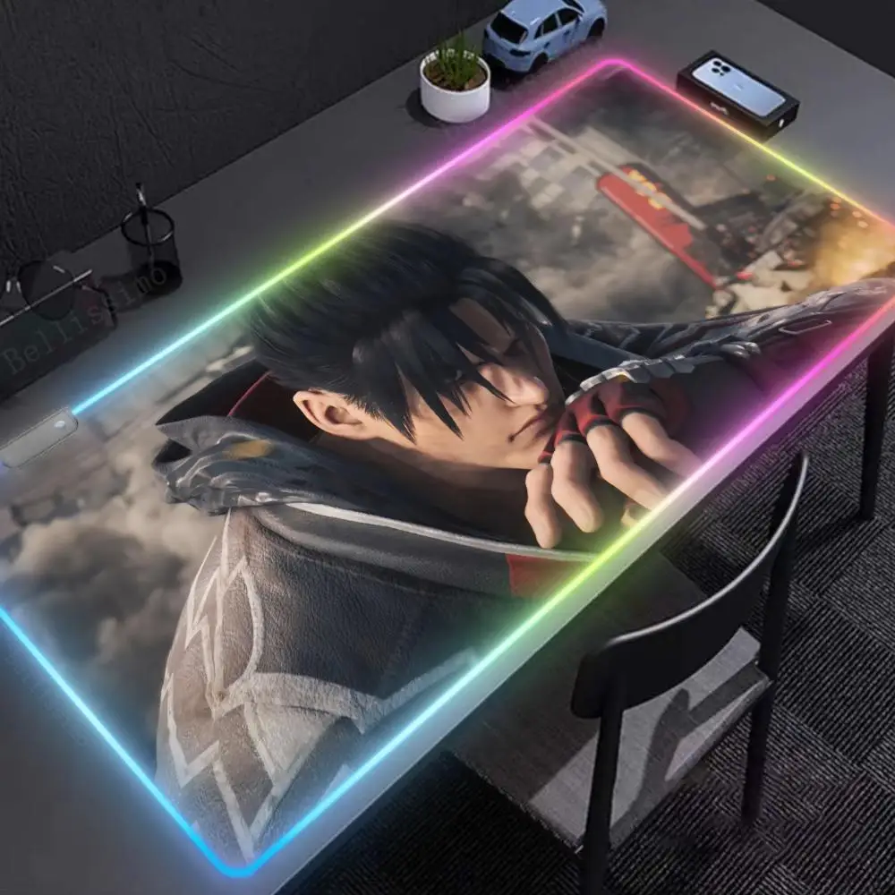 xxl 90x40cm Tekken 8 Mouse Pad RGB Non-Slip Durable Desktop Holiday gifts Cool Rubber Valorant Hentai Edge locking Luminescence