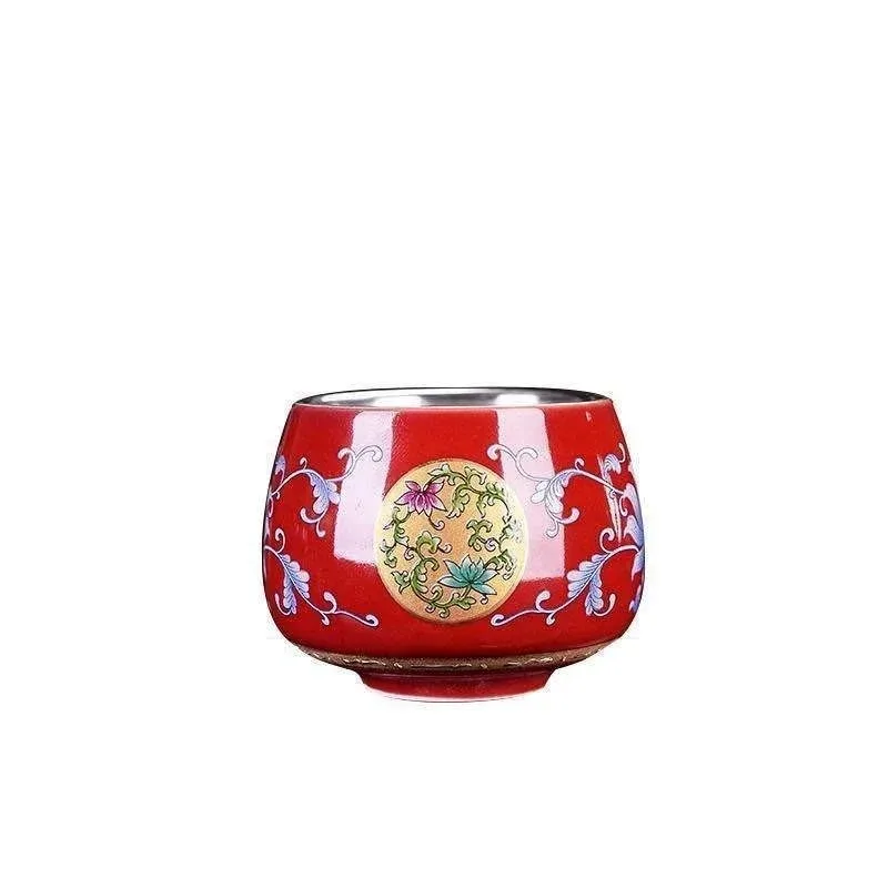 Sterling Silver Tea Cup Ceramic Color Bowl for Tea Ceremony Elegant Handmade Tea Set for Rituals and Special Occasions